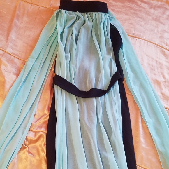 Aqua and Black Prom Dress - Picture 4 of 7